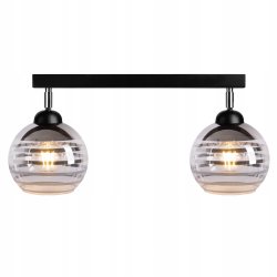 LAMPA sufitowa PLAFON żyrandol BELKA regulowana na klosz szklana KULA paski
