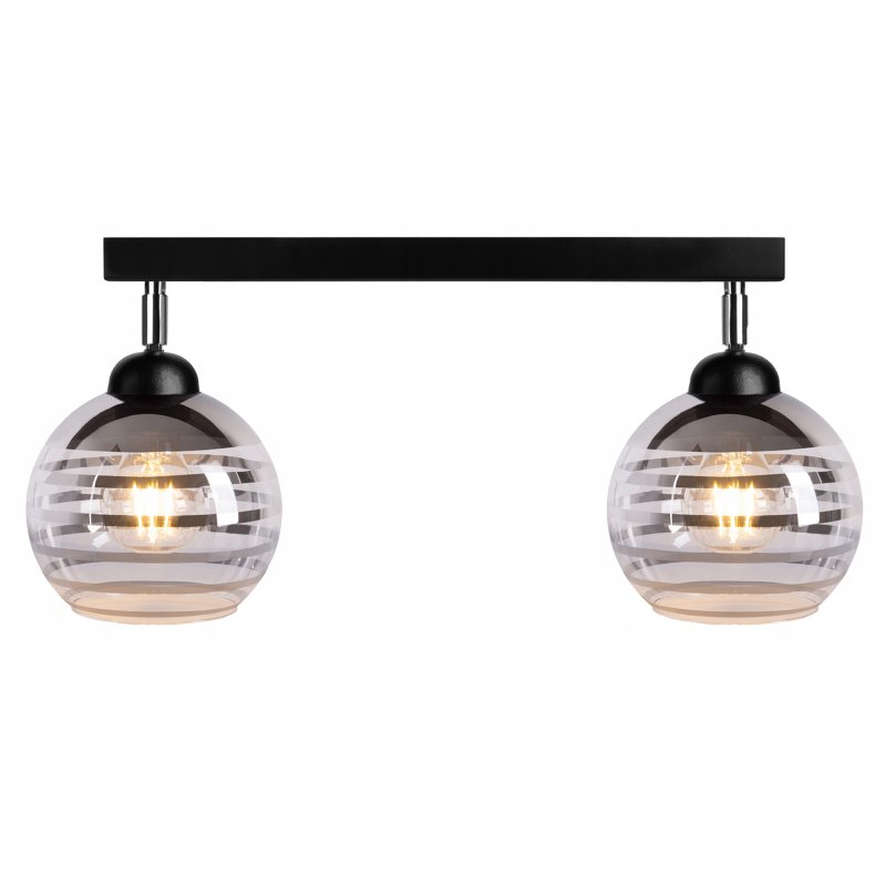 LAMPA sufitowa PLAFON żyrandol BELKA regulowana na klosz szklana KULA paski