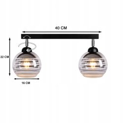 LAMPA sufitowa PLAFON żyrandol BELKA regulowana na klosz szklana KULA paski