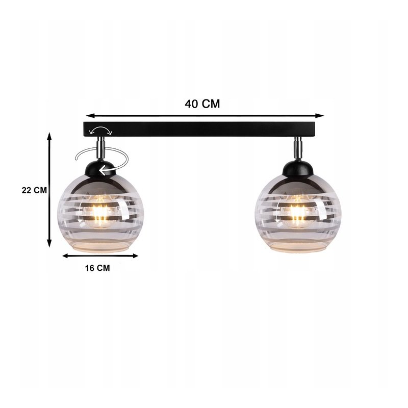 LAMPA sufitowa PLAFON żyrandol BELKA regulowana na klosz szklana KULA paski
