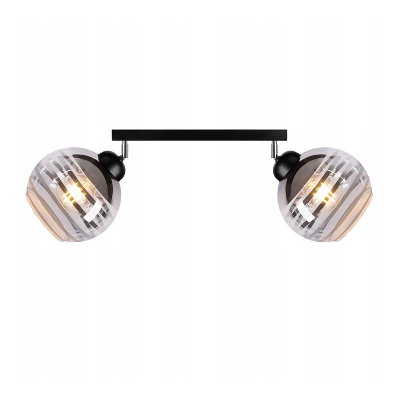LAMPA sufitowa PLAFON żyrandol BELKA regulowana na klosz szklana KULA paski