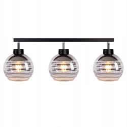 Lampa sufitowa wisząca PLAFON regulowany na 3x E27 klosz szklana KULA paski