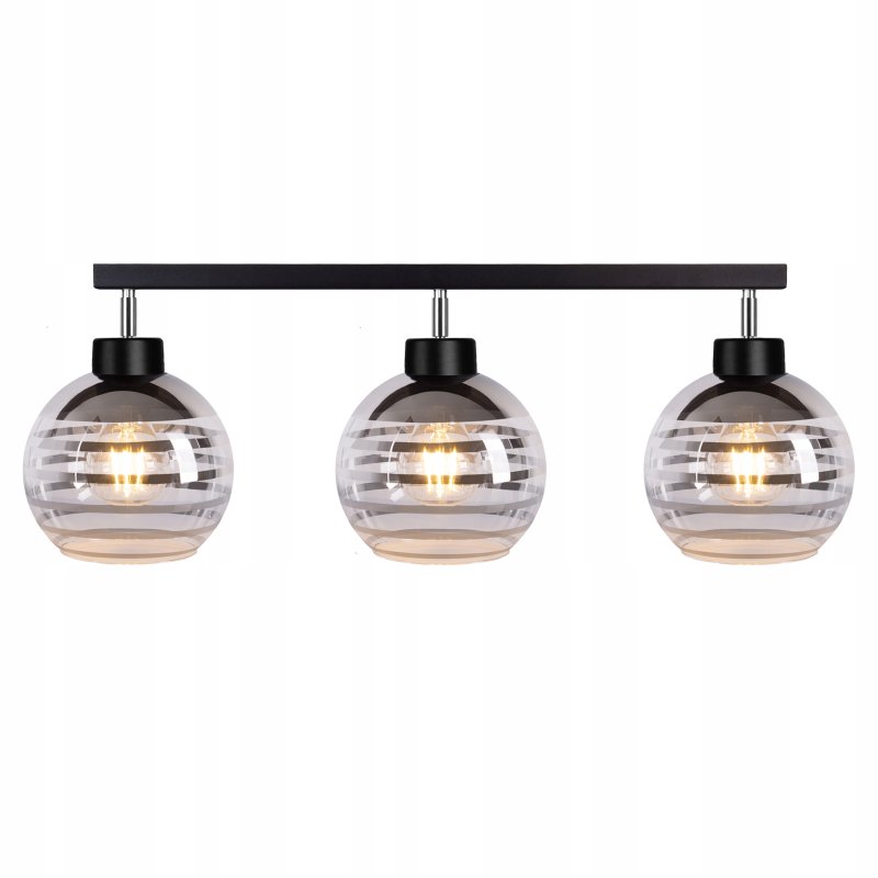 Lampa sufitowa wisząca PLAFON regulowany na 3x E27 klosz szklana KULA paski