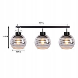 Lampa sufitowa wisząca PLAFON regulowany na 3x E27 klosz szklana KULA paski