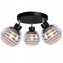 Lampa sufitowa wisząca PALFON regulowany na 3x E27 klosz szklana kula paski