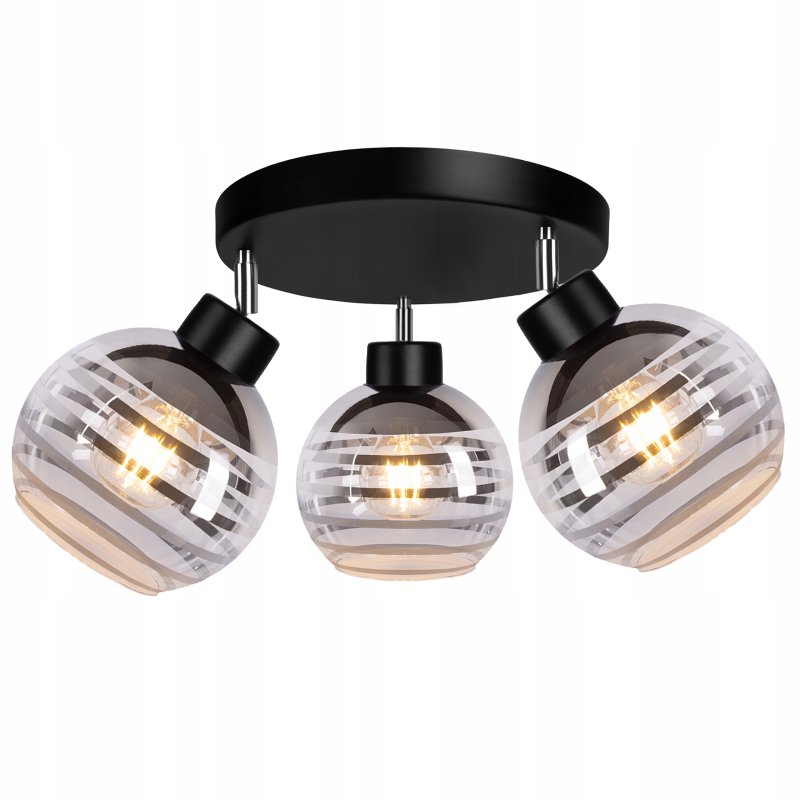 Lampa sufitowa wisząca PALFON regulowany na 3x E27 klosz szklana kula paski