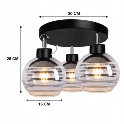 Lampa sufitowa wisząca PALFON regulowany na 3x E27 klosz szklana kula paski
