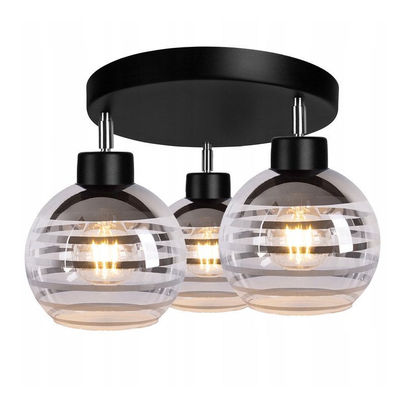 Lampa sufitowa wisząca PALFON regulowany na 3x E27 klosz szklana kula paski