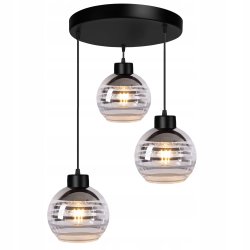 Lampa wisząca sufitowa żyrandol ZWIS na 3x E27 szklany klosz kula paski