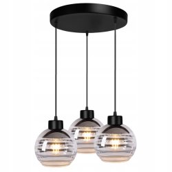 Lampa wisząca sufitowa żyrandol ZWIS na 3x E27 szklany klosz kula paski