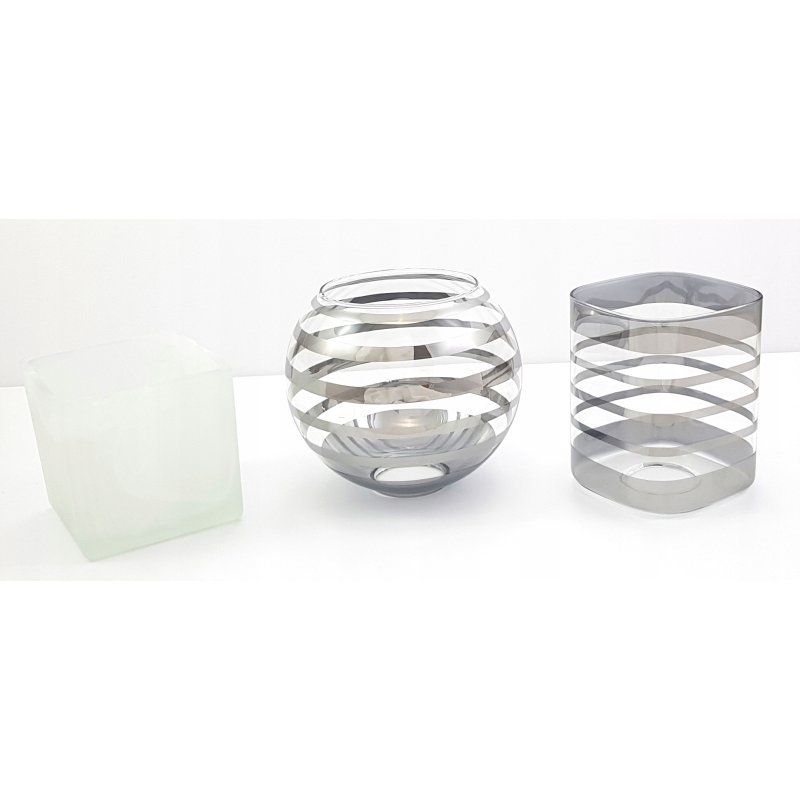 Lampa wisząca sufitowa żyrandol ZWIS na 3x E27 szklany klosz kula paski