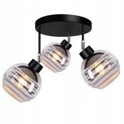 Lampa sufitowa wisząca PLAFON regulowany na 3x E27 klosz szklana KULA paski