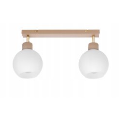 LAMPA WISZĄCA SUFITOWA PLAFON ŻYRANDOL RUCH 2x E27 KASZMIR beż klosz KULA