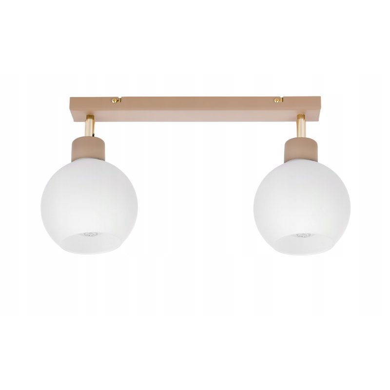 LAMPA WISZĄCA SUFITOWA PLAFON ŻYRANDOL RUCH 2x E27 KASZMIR beż klosz KULA