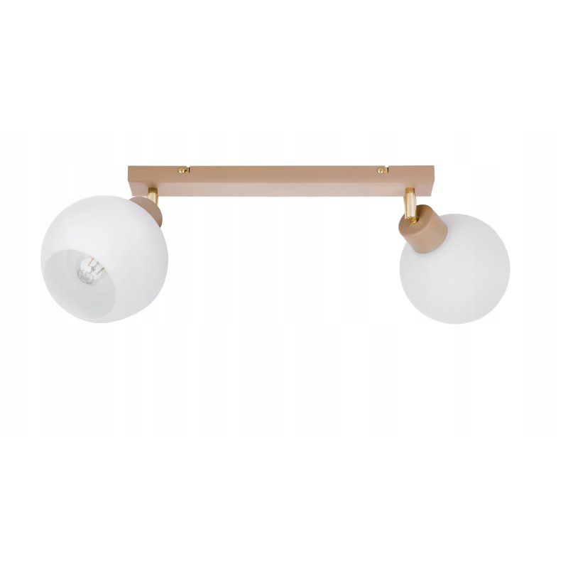 LAMPA WISZĄCA SUFITOWA PLAFON ŻYRANDOL RUCH 2x E27 KASZMIR beż klosz KULA