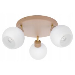 LAMPA WISZĄCA SUFITOWA PLAFON ŻYRANDOL RUCH 3x E27 KASZMIR beż klosz KULA