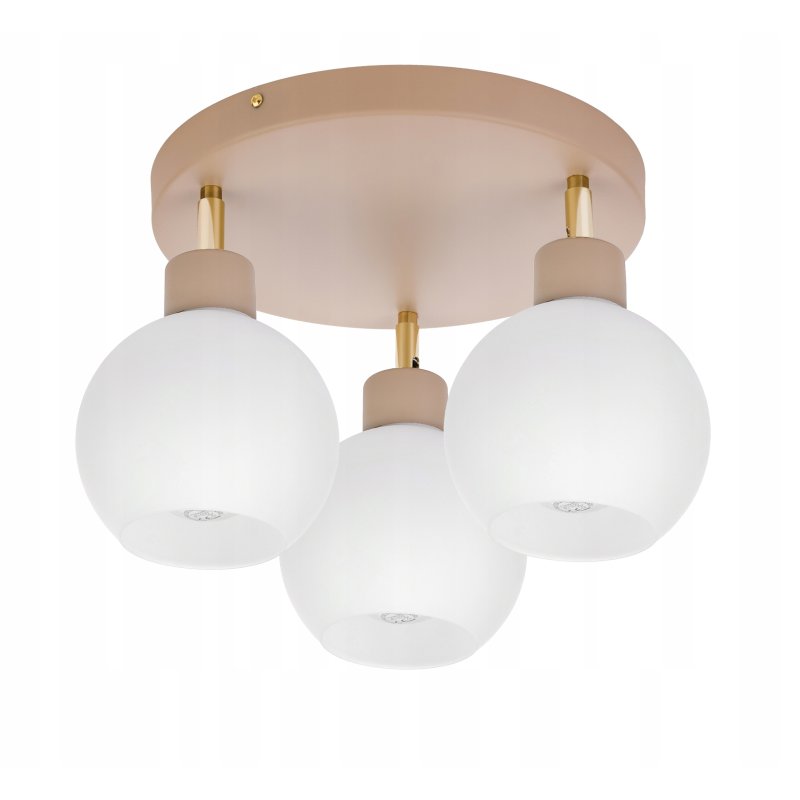 LAMPA WISZĄCA SUFITOWA PLAFON ŻYRANDOL RUCH 3x E27 KASZMIR beż klosz KULA