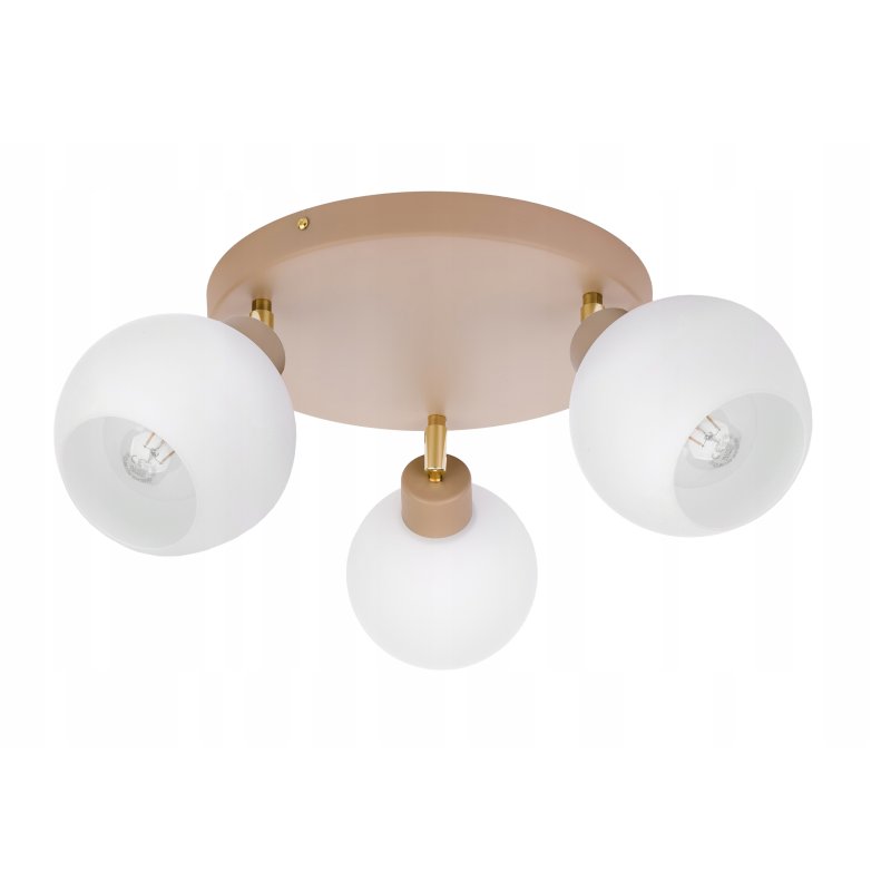 LAMPA WISZĄCA SUFITOWA PLAFON ŻYRANDOL RUCH 3x E27 KASZMIR beż klosz KULA