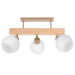 LAMPA drewniana belka sufitowa ŻYRANDOL PLAFON KLOSZ KULA E27 KASZMIR beż