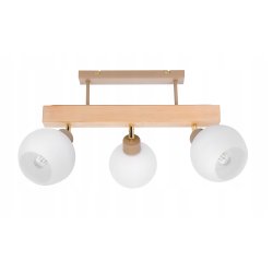 LAMPA drewniana belka sufitowa ŻYRANDOL PLAFON KLOSZ KULA E27 KASZMIR beż