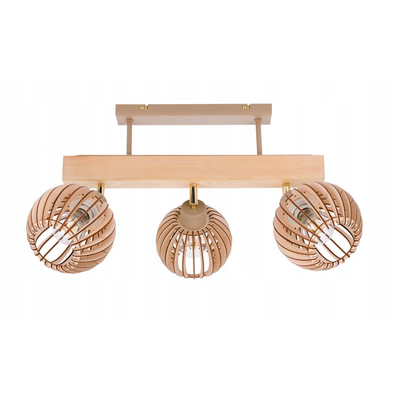 LAMPA drewniana belka sufitowa ŻYRANDOL PLAFON LOFT KASZMIR na 3x KLOSZ E27