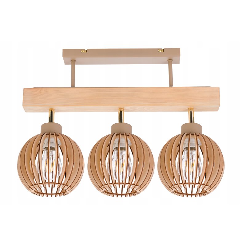 LAMPA drewniana belka sufitowa ŻYRANDOL PLAFON LOFT KASZMIR na 3x KLOSZ E27
