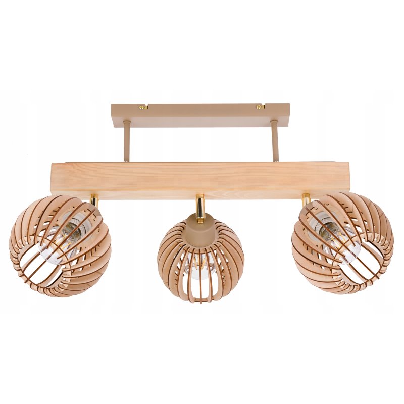 LAMPA drewniana belka sufitowa ŻYRANDOL PLAFON LOFT KASZMIR na 3x KLOSZ E27