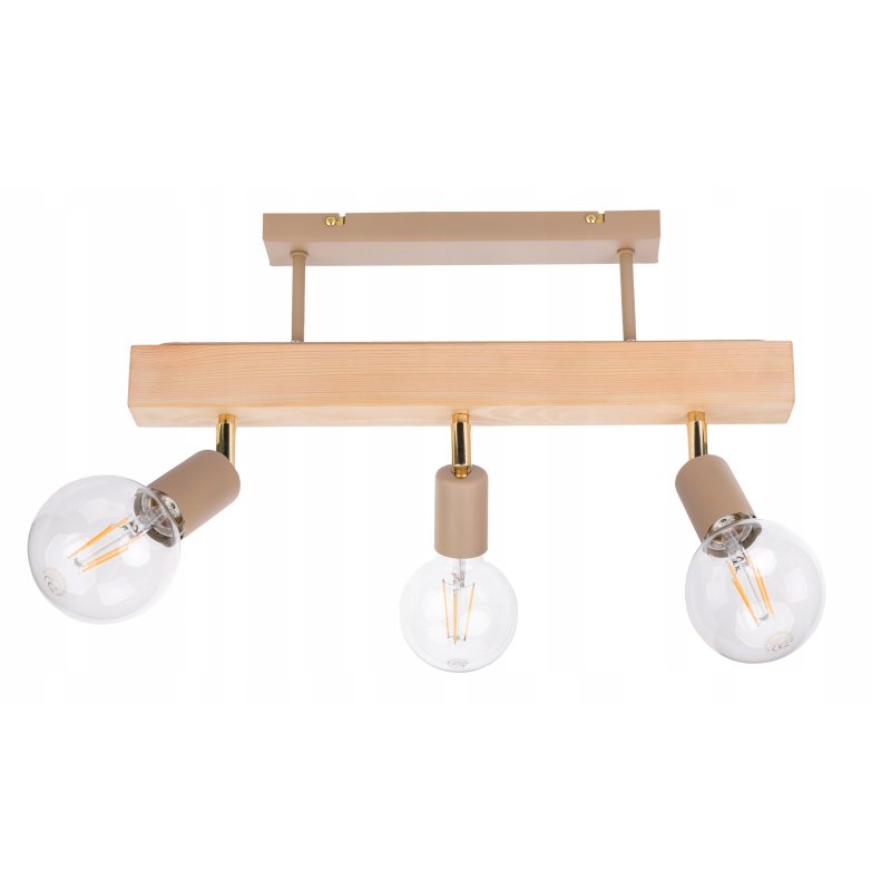 LAMPA drewniana belka wisząca sufitowa ŻYRANDOL PLAFON LOFT KASZMIR 3x E27