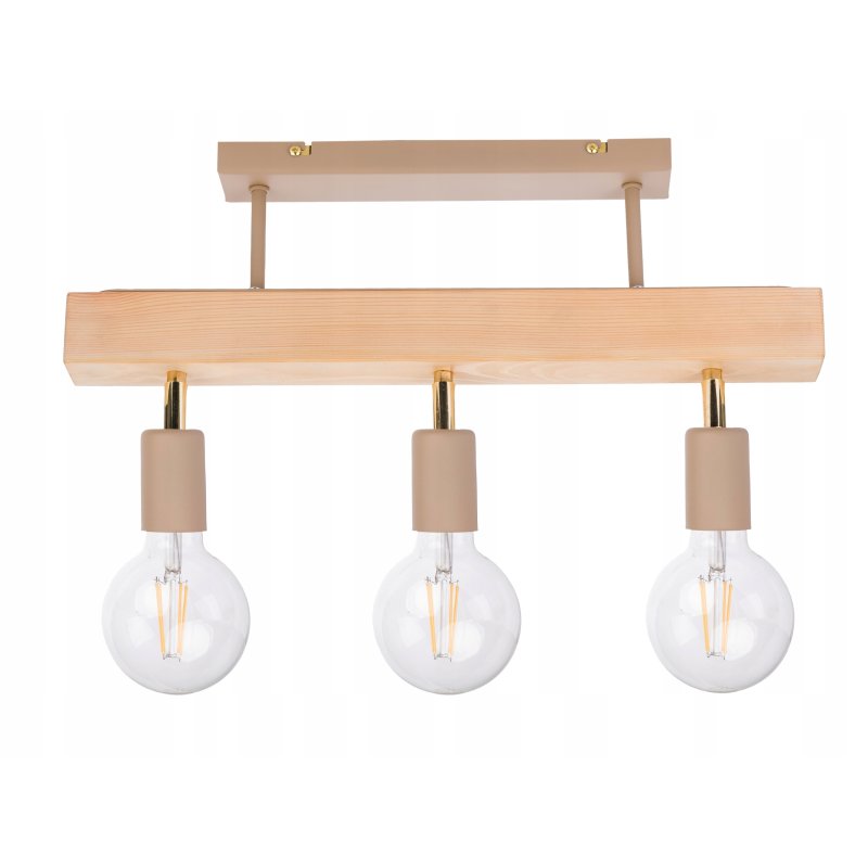 LAMPA drewniana belka wisząca sufitowa ŻYRANDOL PLAFON LOFT KASZMIR 3x E27