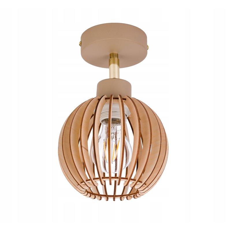 LAMPA sufitowa KINKIET ścienny regulowany E27 KASZMIR beż ecru klosz DREWNO