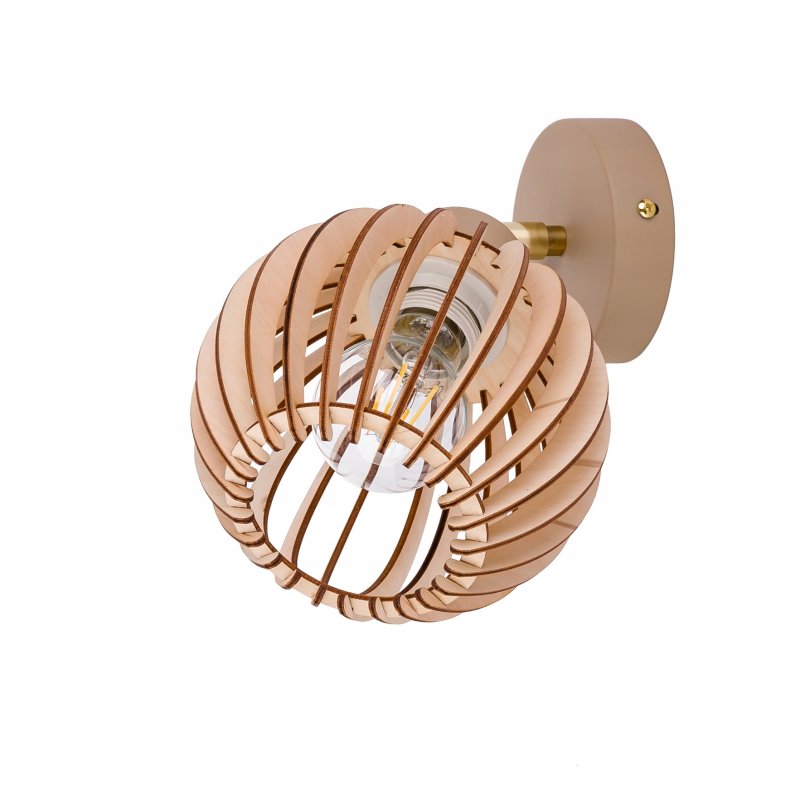 LAMPA sufitowa KINKIET ścienny regulowany E27 KASZMIR beż ecru klosz DREWNO