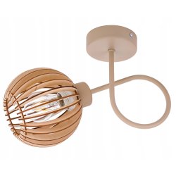 LAMPA sufitowa KINKIET ścienny stały na E27 KASZMIR beż ecru klosz DREWNO