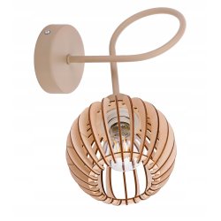 LAMPA sufitowa KINKIET ścienny stały na E27 KASZMIR beż ecru klosz DREWNO