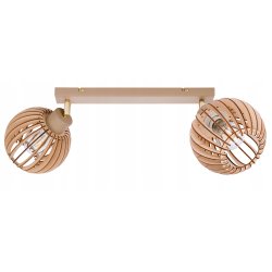 LAMPA WISZĄCA SUFITOWA PLAFON ŻYRANDOL RUCH 2x E27 KASZMIR beż klosz DREWNO