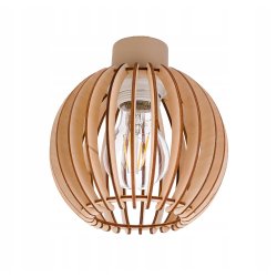 LAMPA WISZĄCA SUFITOWA PLAFON ŻYRANDOL RUCH 3x E27 KASZMIR beż klosz DREWNO