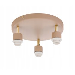 LAMPA WISZĄCA SUFITOWA PLAFON ŻYRANDOL RUCH 3x E27 KASZMIR beż klosz DREWNO