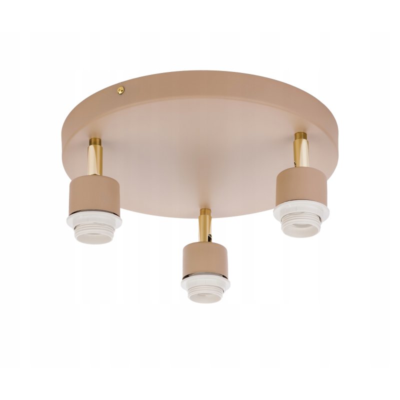 LAMPA WISZĄCA SUFITOWA PLAFON ŻYRANDOL RUCH 3x E27 KASZMIR beż klosz DREWNO