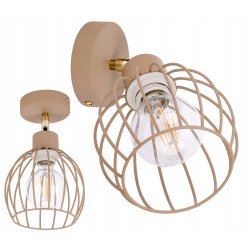 LAMPA sufitowa KINKIET ścienny regulowany E27 drut KULA KASZMIR beż ecru