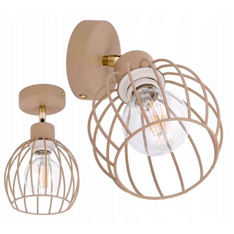 LAMPA sufitowa KINKIET ścienny regulowany E27 drut KULA KASZMIR beż ecru