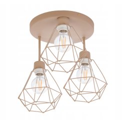 LAMPA WISZĄCA SUFITOWA PLAFON ŻYRANDOL stały DIAMENT 3 E27 KASZMIR beż ecru