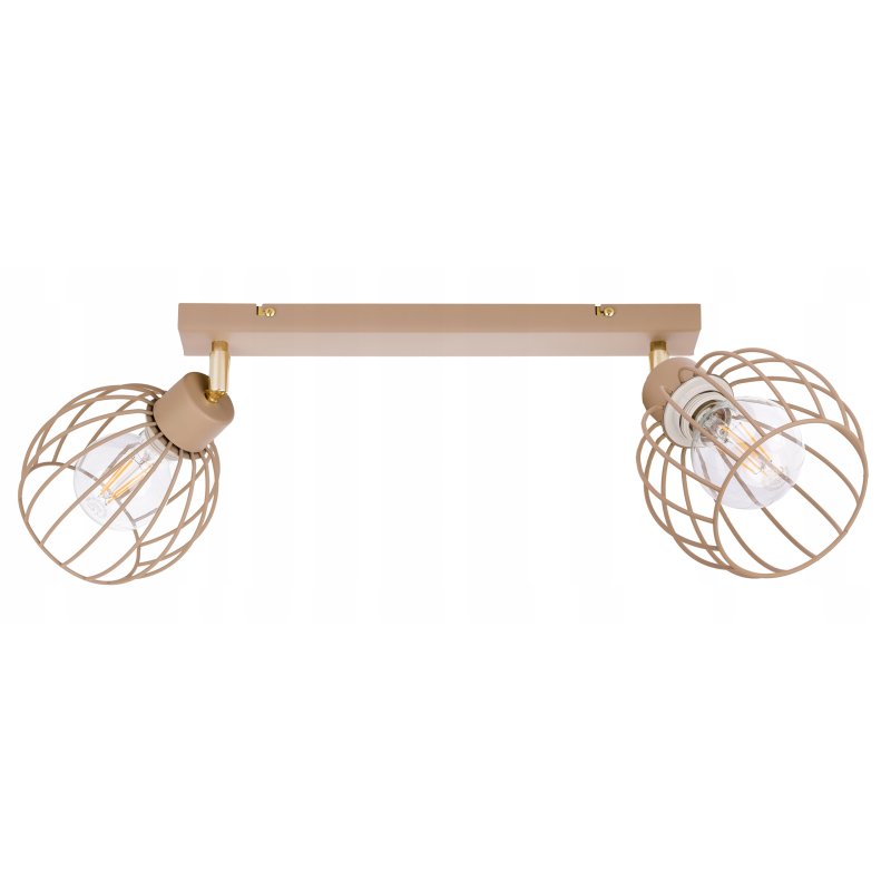 LAMPA WISZĄCA SUFITOWA PLAFON ŻYRANDOL RUCH KULA 2x E27 KASZMIR beż ecru