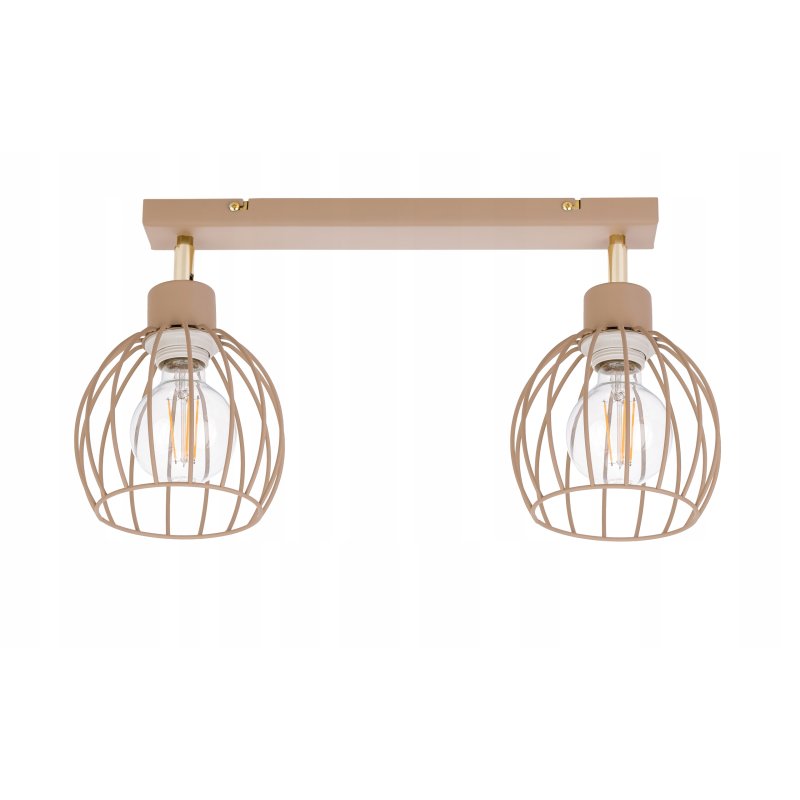 LAMPA WISZĄCA SUFITOWA PLAFON ŻYRANDOL RUCH KULA 2x E27 KASZMIR beż ecru