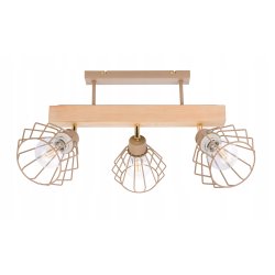 LAMPA drewniana belka sufitowa ŻYRANDOL PLAFON 3x KLOSZ BRYLANT KASZMIR beż
