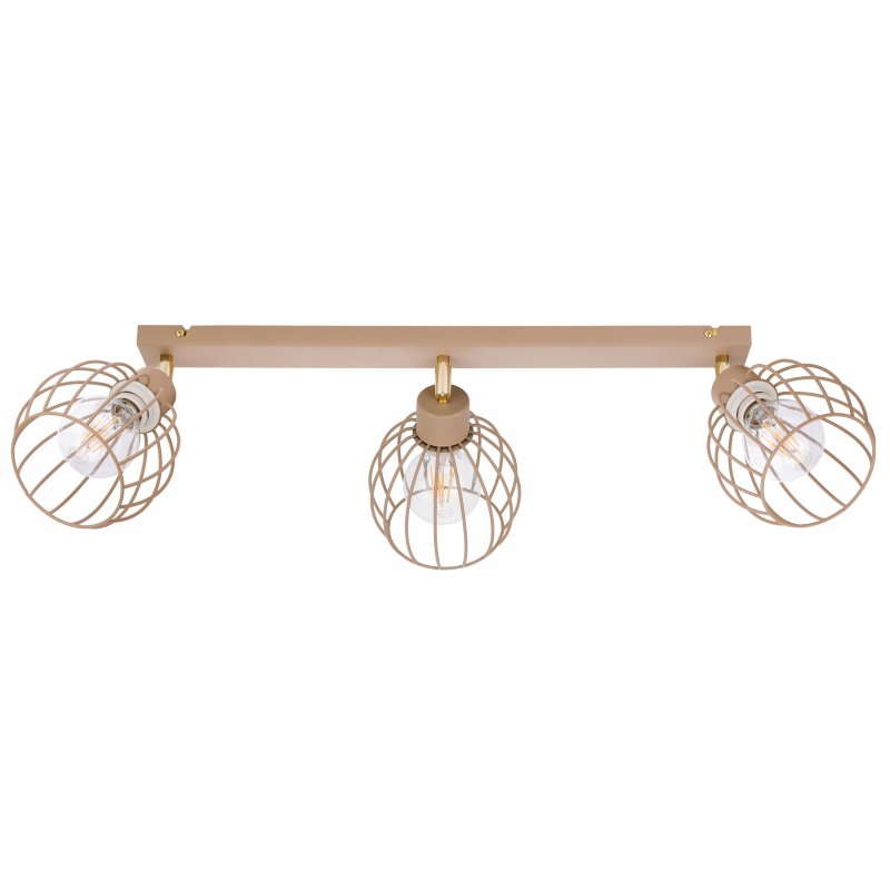 LAMPA WISZĄCA SUFITOWA PLAFON ŻYRANDOL RUCH KULA 3x E27 KASZMIR beż ecru