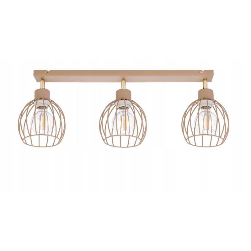 LAMPA WISZĄCA SUFITOWA PLAFON ŻYRANDOL RUCH KULA 3x E27 KASZMIR beż ecru