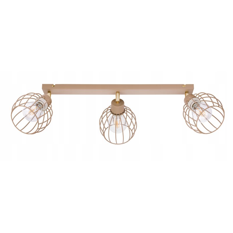 LAMPA WISZĄCA SUFITOWA PLAFON ŻYRANDOL RUCH KULA 3x E27 KASZMIR beż ecru