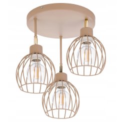 LAMPA WISZĄCA SUFITOWA PLAFON ŻYRANDOL RUCH KULA 3x E27 KASZMIR beż ecru