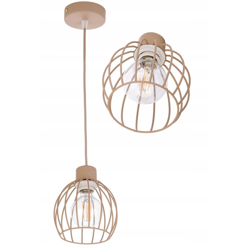 LAMPA WISZĄCA ZWIS ŻYRANDOL SUFITOWY klosz KULA na E27 KASZMIR beż ecru