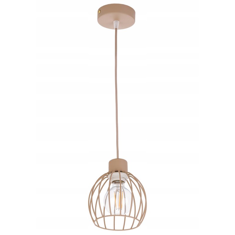 LAMPA WISZĄCA ZWIS ŻYRANDOL SUFITOWY klosz KULA na E27 KASZMIR beż ecru