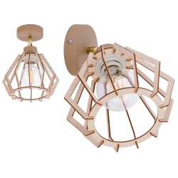 LAMPA sufitowa KINKIET ścienny regulowany E27 KASZMIR beż ecru klosz DREWNO